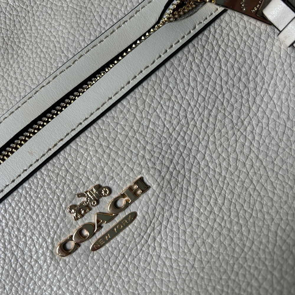 Coach White Shoulder Bag with Textured Leather